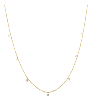 Dewdrop Natural Diamond by the Yard Chain Necklace in 18k Solid Yellow Gold
