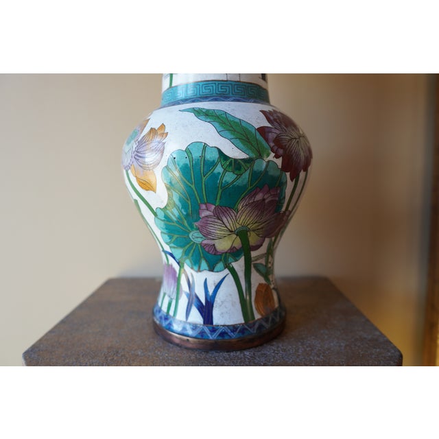 Vintage Porcelain Flower Tall Vase For Sale - Image 4 of 13
