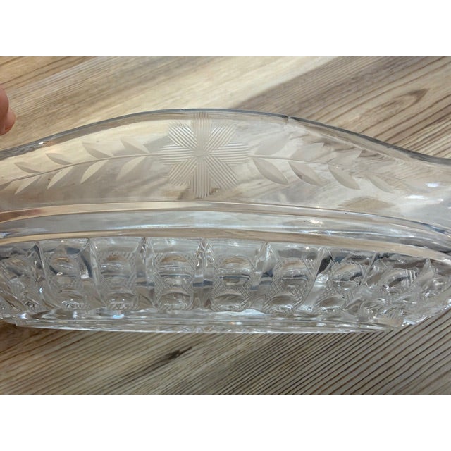 Vintage Pressed Clear Glass Oval Celery or Relish Dish For Sale - Image 9 of 11