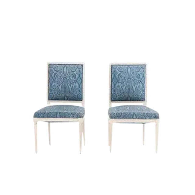 Pair of Louis XVI Style Painted Side Chairs For Sale