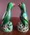Dark Green Chinese Import Vintage Antique Ceramic Parrots With Beautiful Green Glaze. 8” Tall. Late 19th Early 20th Century, Approx. Quing Dynasty? For Sale - Image 8 of 11