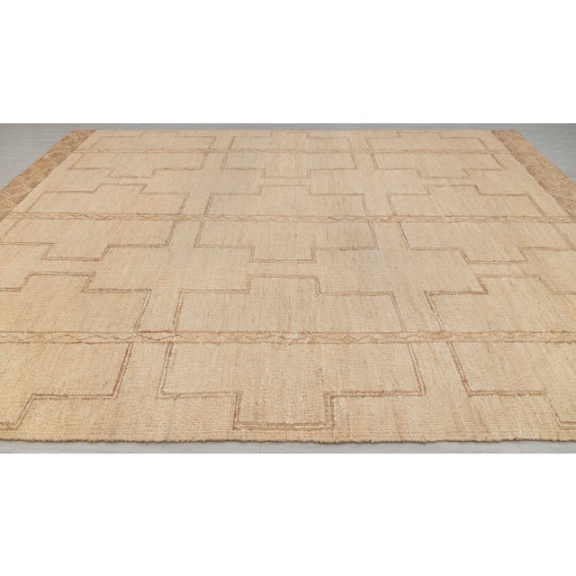 Beige 6x9Ft. Natural jute Beige Taureg Inspired Bohemian Soumek Jute Hand Woven Rug For Sale - Image 8 of 12