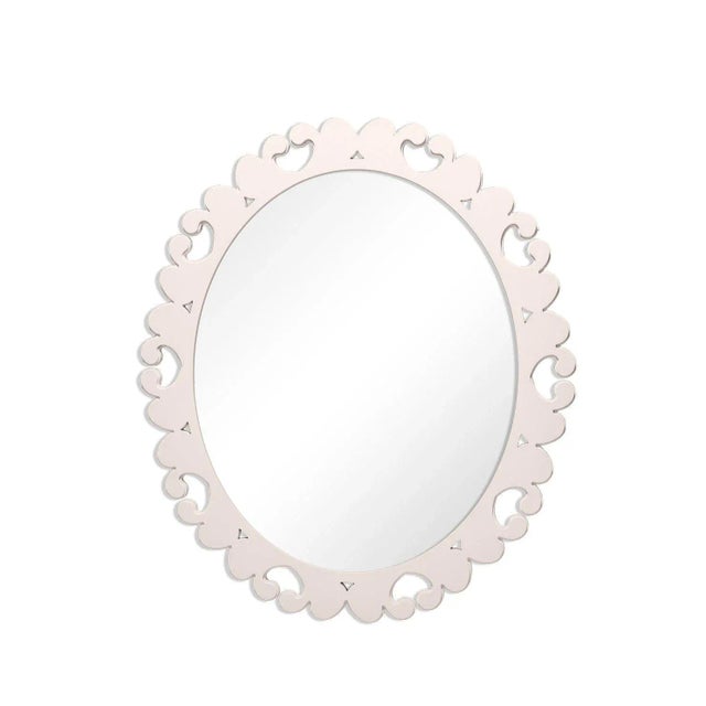 Contemporary Fleur Home Garden District Satsuma Oval Mirror in Frosted Petal, 32x37 For Sale - Image 3 of 3