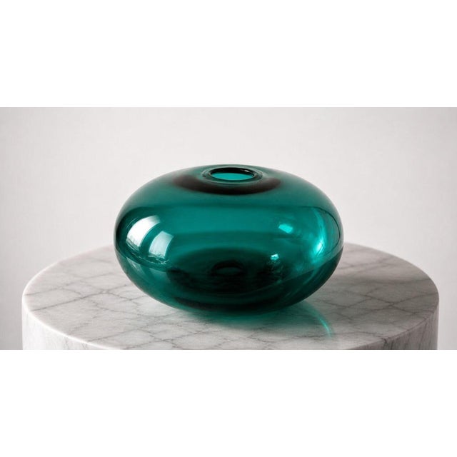 Large Emerald Green Art Glass Stockholm Donut Vase from Ikea, 1999 For Sale - Image 3 of 8