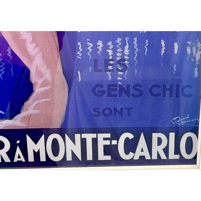 Mid-Century Modern Vintage ‘L’Hiver À Monte-Carlo’ Travel Poster After Jean-Gabriel Domergue – Framed For Sale - Image 3 of 4