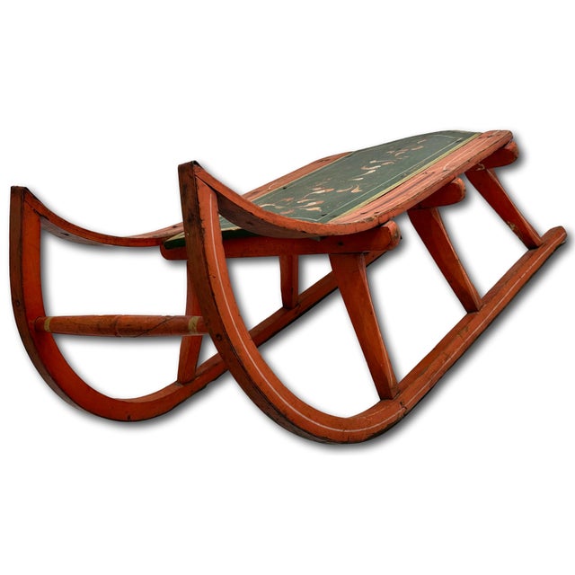 Outstanding Antique American Victorian Childs Snow Sled With Beautiful Original Hand Painted Features - Circa 1870s For Sale - Image 13 of 18