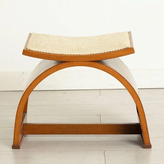 Brown Art Deco Bedroom Stool, 1930s For Sale - Image 8 of 9