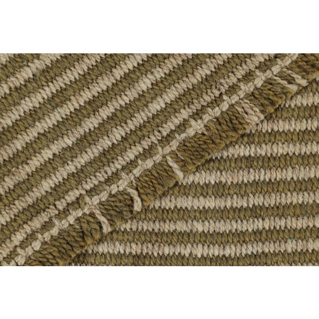Textile Rug & Kilim’s Contemporary Kilim With Textural Beige and Chartreuse Stripes For Sale - Image 7 of 7