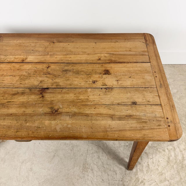 Antique French Farmhouse Cherrywood Dining Table with Drawer For Sale - Image 6 of 12