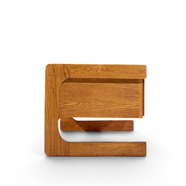 Lou Hodges Lou Hodges Mid Century Oak Cantilever Executive Desk For Sale - Image 4 of 10