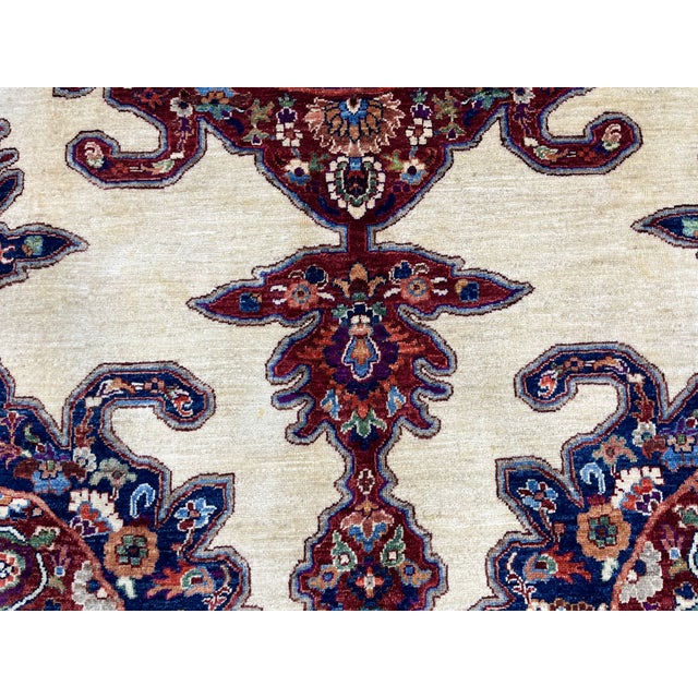 Beige & Red Persian-Style Medallion Wool Rug, Natural Dyes, 5'10