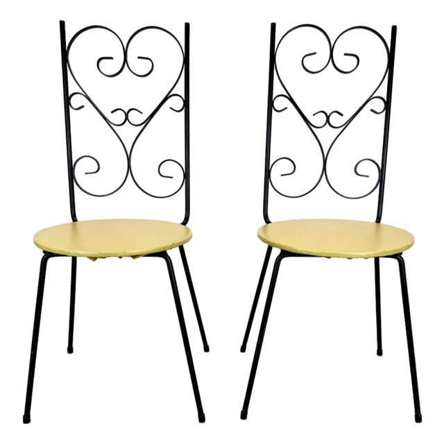 Mid Century Modern Iron Umanoff Style Scroll Chairs by Antarenni Industries, Brooklyn Ny For Sale