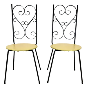 Mid Century Modern Iron Umanoff Style Scroll Chairs by Antarenni Industries, Brooklyn Ny