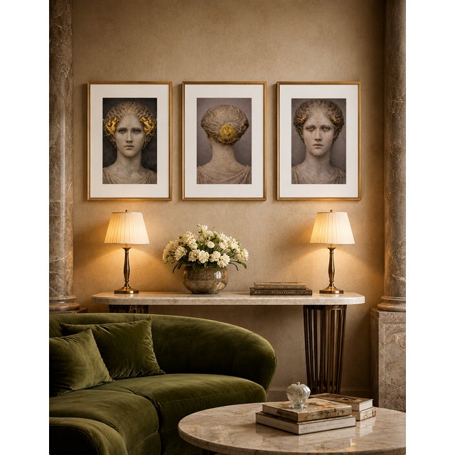 Atelier Aria Lumae the Athena Triptych Faces of Returning Light Fine Art Gallery Board Three Piece Set For Sale - Image 4 of 18
