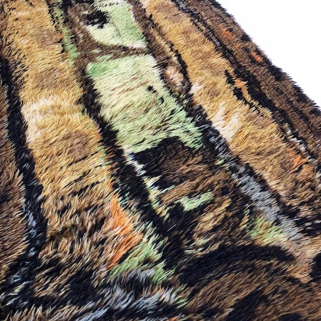 Scandinavian Abstract High Pile Rya Rug, Denmark, 1960s For Sale - Image 11 of 15