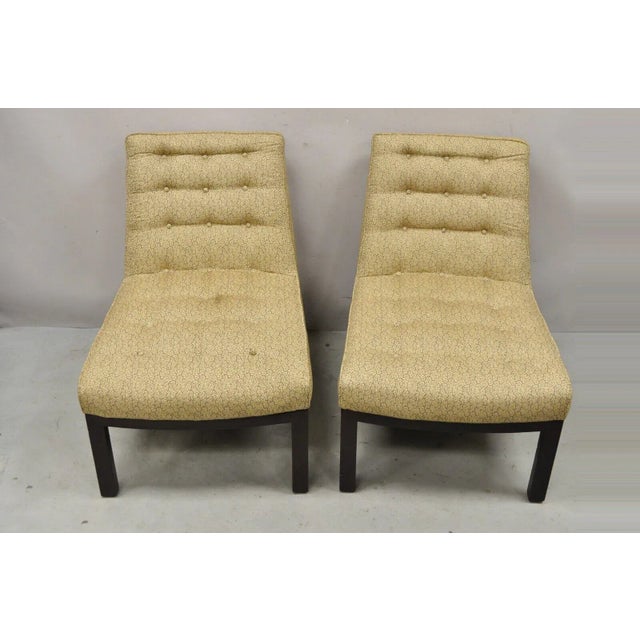 Mid-Century Modern Edward Wormley for Dunbar Wood Frame Slipper Lounge Chairs - a Pair For Sale - Image 3 of 13