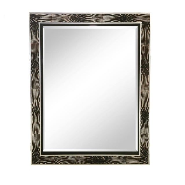 Zebra Hide & Silver Frame Beveled Mirror Chairish