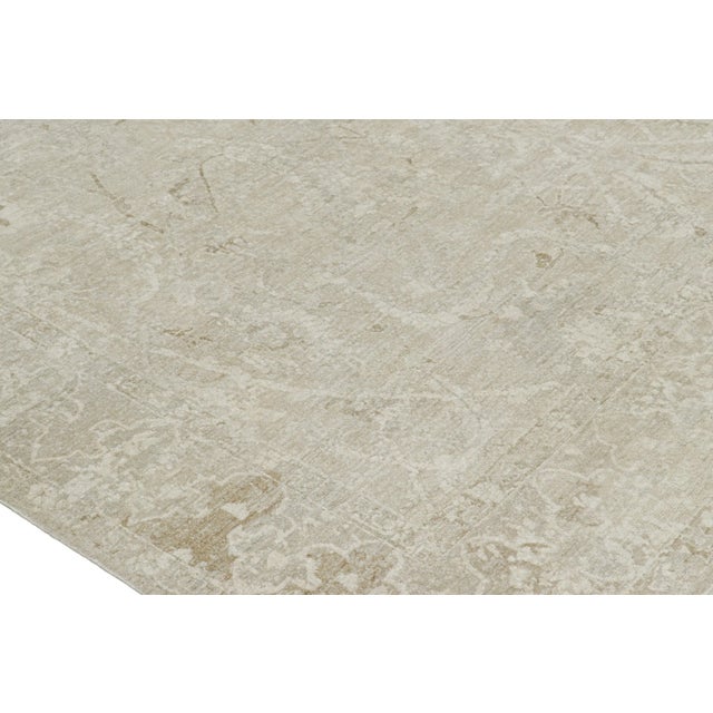 Rug & Kilim’s Oushak Style Rug in White, Beige and Gray, With Floral Patterns For Sale In New York - Image 6 of 7