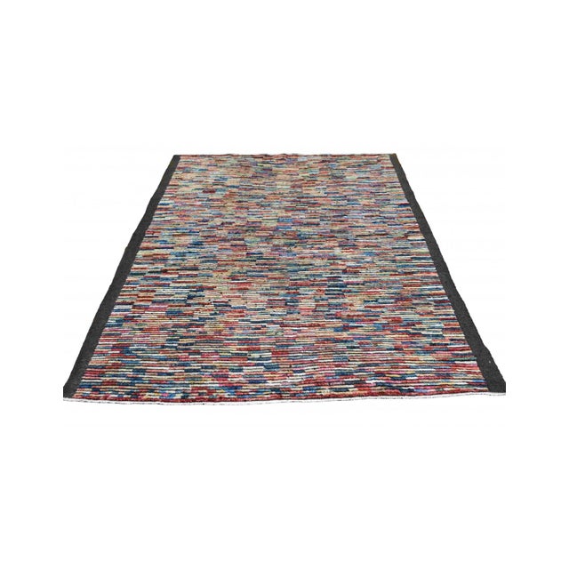Mid-Century Modern Hand Knotted Multicolor Modern Wool Rug For Sale - Image 3 of 7