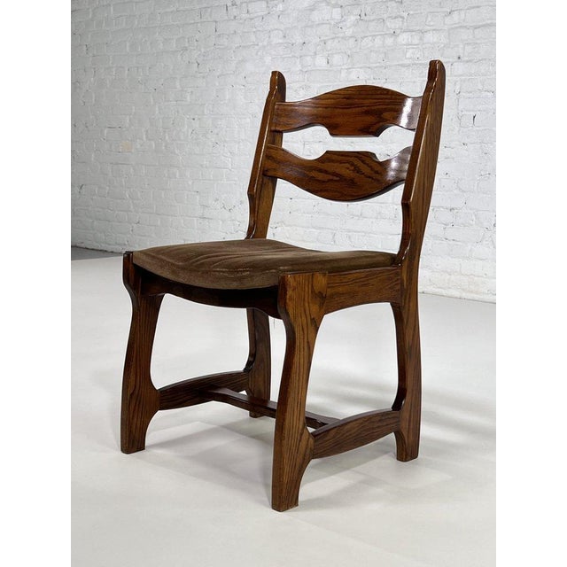 Guillerme et Chambron Dining Chairs in Wood and Fabric by Guillerme et Chambron, 1950s, Set of 6 For Sale - Image 4 of 10