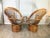 1970s Vintage Paul Frankl Style Bamboo Rattan Swivel Chairs - Set of 2 For Sale - Image 5 of 7