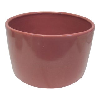 Gainey 11" Diameter Pottery Cylinder Vase in Rose Color 1970s For Sale