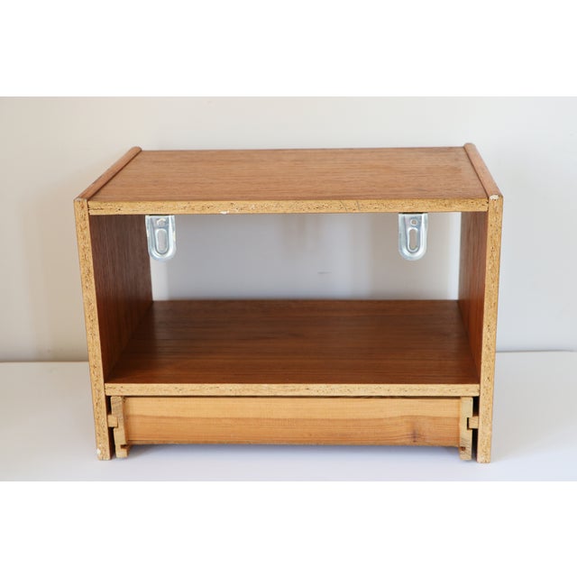 Brown Scandinavian Wall-Mounted Bedside Table with Drawer, 1960s For Sale - Image 8 of 12