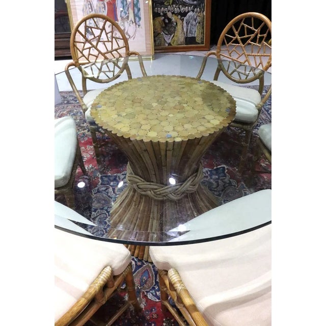 Vintage Italian Bamboo Dining Set with Six Chairs Italian Bamboo, Rawhide Table: 54" Dia. x 29" H; Chairs: 37 1/2" H x 22...