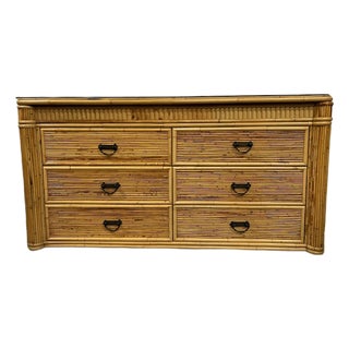Late 20th Century Pencil Reed Rattan Dresser For Sale