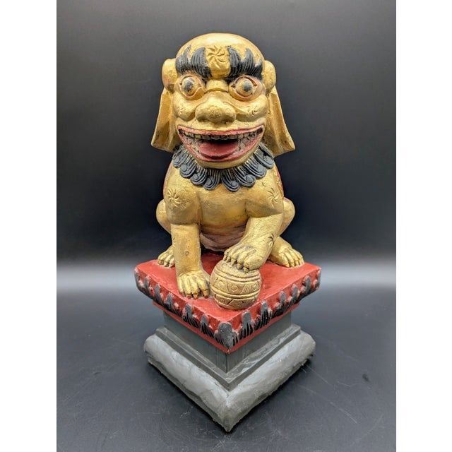 1940s Unique Mid 20th Century Hand-Carved Chinese Foo Dogs For Sale - Image 5 of 10