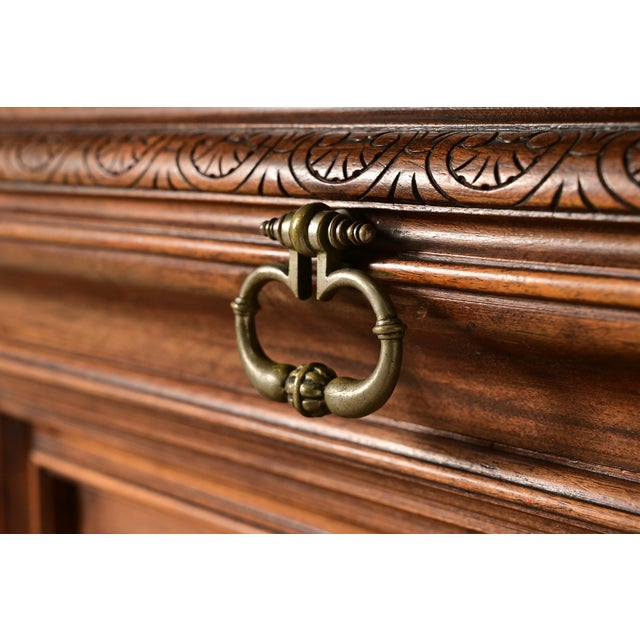 Wood Alexander Roux Style Antique French Renaissance Revival Carved Walnut Sideboard or Bar Cabinet, Circa 1890s For Sale - Image 7 of 13