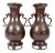 Pair Meiji Japanese Bronze Vases With Bird & Pond Relief For Sale