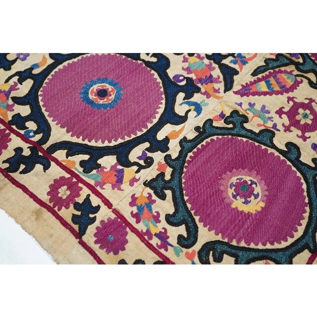 Textile Antique Uzbekistan Suzani Textile Rug 6'2'' x 9'9'' For Sale - Image 7 of 11