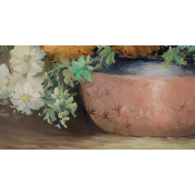 Still Life With White and Yellow Floral Arrangement Original Oil by Didi Fernandez For Sale - Image 4 of 7