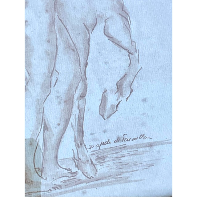 Grand Tour Vintage Ink and Watercolor Sketch For Sale - Image 3 of 12