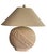 This is a pair of Mactan stone-style plaster round table lamps, designed with a harmonious balance of smooth and rough-...