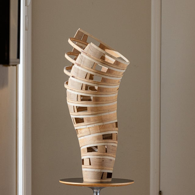 Mid-Century Modern Signed Large Scale David Zimmerman Studio Craft Sculptural 35" Wood Vessel, 2004 For Sale - Image 3 of 11