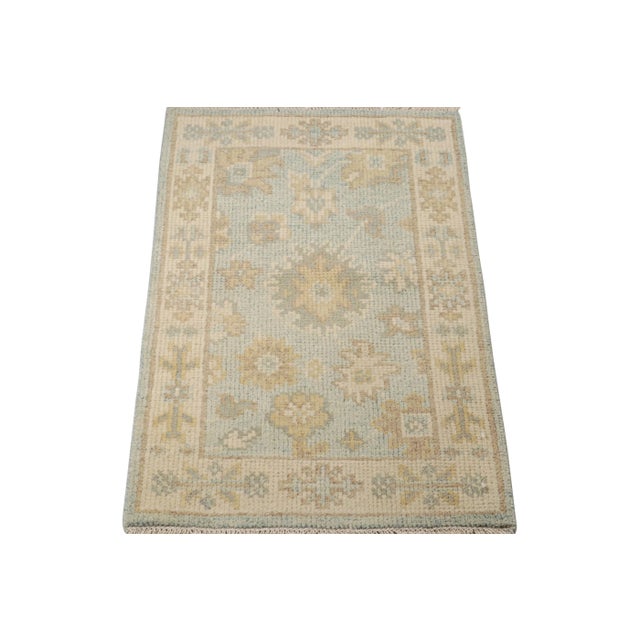 Modern 2010s Rug & Kilim’s Oushak Style Rug in Blue With Beige-Brown Floral Patterns For Sale - Image 3 of 8