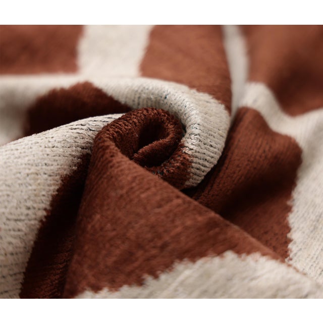 Textile Handmade Brown Silk Velvet Pillow 20x20 – Geometric Modern Designer Cushion For Sale - Image 7 of 8