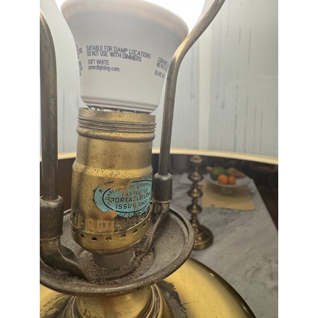 Mid-Century Modern Mid 20th Century Leviton Brass Spindle Lamps With Navy Shades - a Pair For Sale - Image 3 of 8