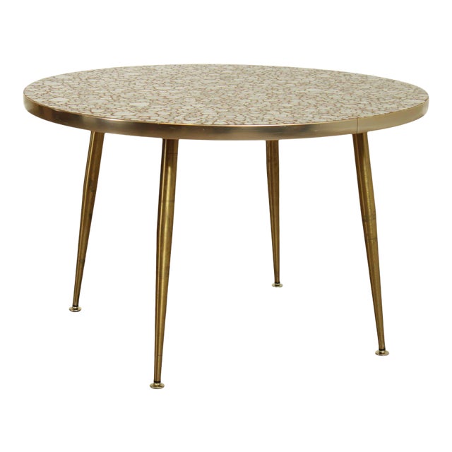 Mid Century Modern Round Brass Faux Stone Coffee Table Chairish