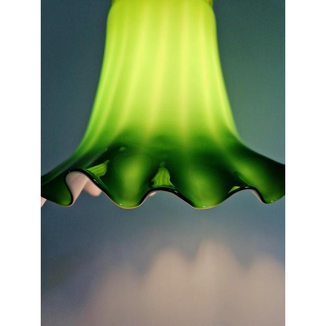 Pendant Light in Scalloped Green Opaline Glass from Peill & Putzler, 1970s For Sale - Image 9 of 17