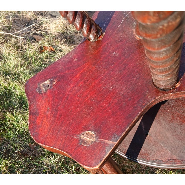 1890s Antique Quarter Sawn Oak High Back Organ Stool With Claw Feet Chase Parker Meriden For Sale - Image 16 of 18