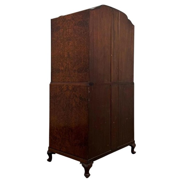 Antique English Edwardian Burr Walnut Cabinet For Sale - Image 10 of 13