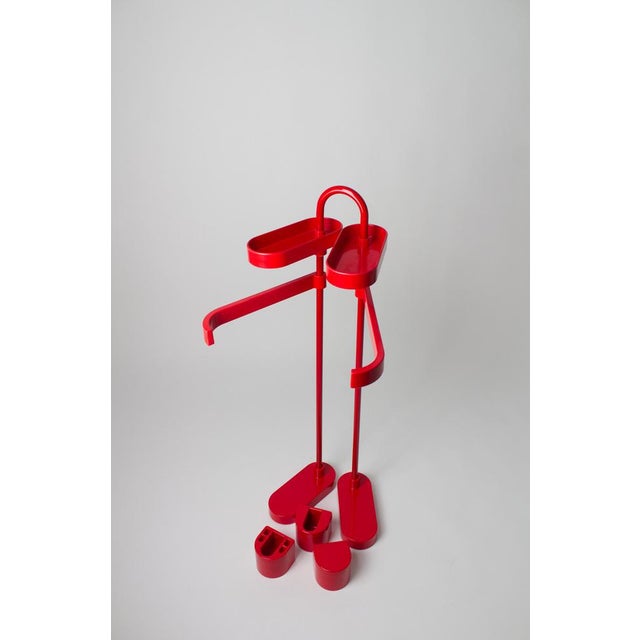 Red Vintagen Lucy Bathroom Assistant Valet by Metalplastica Luccese, 1980s For Sale - Image 8 of 13