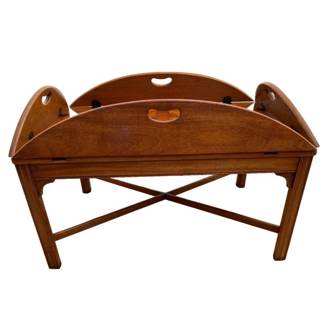 Gorgeous Vintage Heritage Henredon Mahogany Butler's Tray Oval Cocktail Table Colonial Revival 17" Tall x 45" wide x 30"...