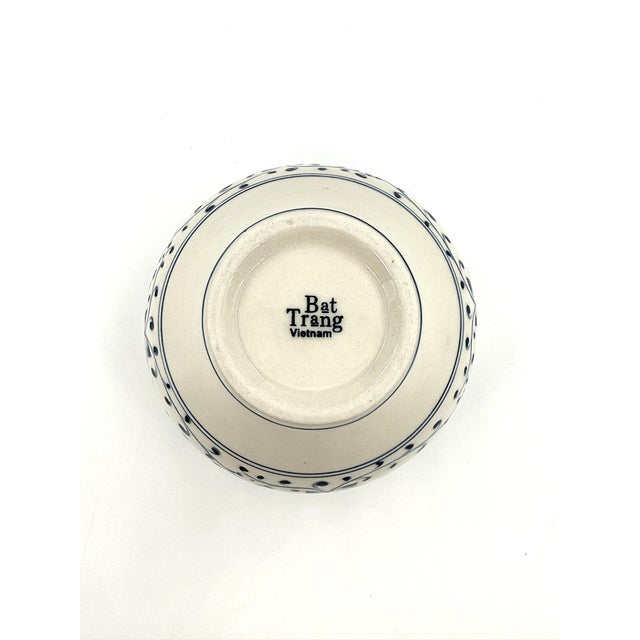 2020s Set of 4 Bat Trang Vietnamese Ceramic Multipurpose Bowls With Hand Painted Blue & White Lotus Motif For Sale - Image 5 of 8