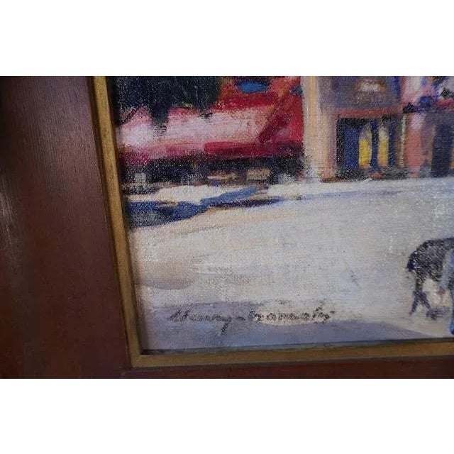 1940s Moulin Rouge City Scene Oil Painting on Canvas 1940s-50s For Sale - Image 5 of 6