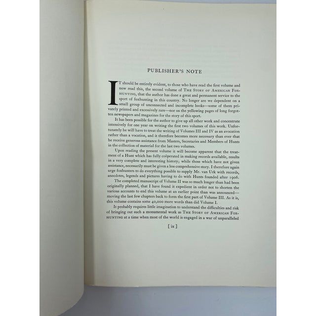 Paper The Story of American Foxhunting by J. Blan Van Urk 1941 First Edition For Sale - Image 7 of 17
