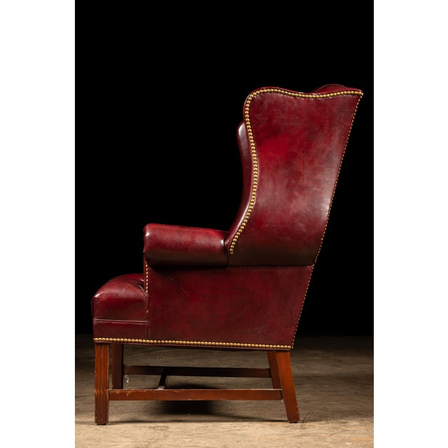 Hancock & Moore Vintage Tufted Leather Chesterfield Armchair in Burgundy by Hancock & Moore For Sale - Image 4 of 9